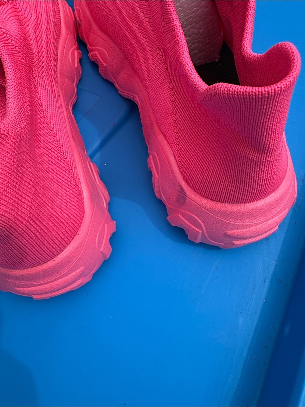 Hot Pink Knit Slip-On Sneakers - Picture 6 of 6